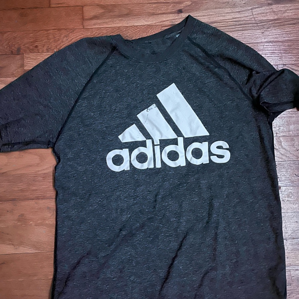 Adidas Charcoal Tee with White Logo